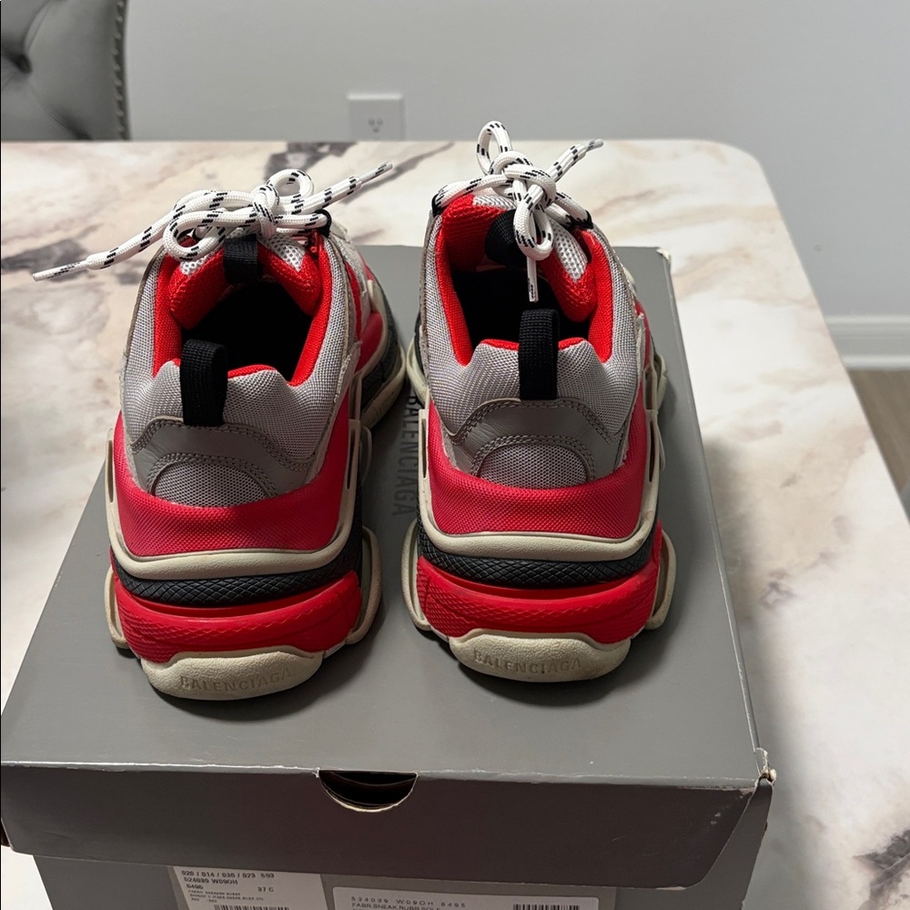 Balenciaga Red and Gray Triple S - Picture 2 of 5